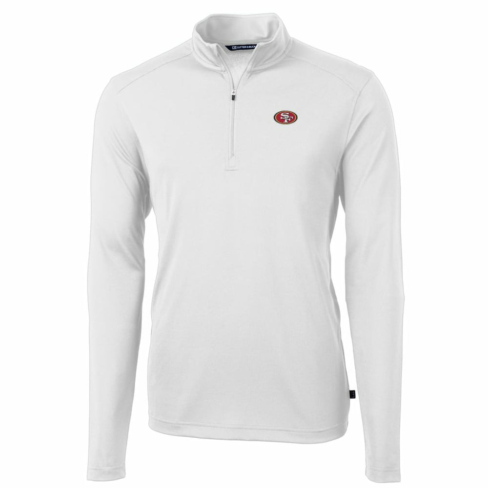 San Francisco 49ers Cutter & Buck Big & Tall Virtue Eco Pique Quarter-Zip Pullover Jacket - White for sale