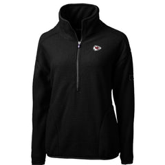 Kansas City Chiefs Cutter & Buck Women's Cascade Eco Sherpa Fleece Half-Zip Pullover Jacket - Black on sale