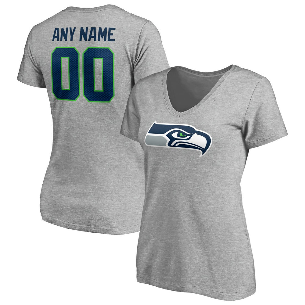 Seattle Seahawks Women's Team Authentic Custom V-Neck T-Shirt - Gray discount