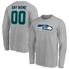 Seattle Seahawks Team Authentic Custom Long Sleeve T-Shirt - Gray discount