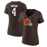 Deshaun Watson Cleveland Browns Women's Player Icon Name & Number V-Neck T-Shirt - Brown cheap