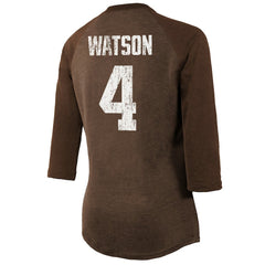Deshaun Watson Cleveland Browns Majestic Threads Women's Name & Number Raglan 3/4 Sleeve T-Shirt - Brown outlet