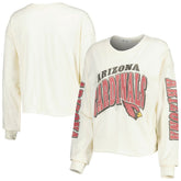 Arizona Cardinals '47 Women's Brush Back Parkway Cropped Lightweight Long Sleeve T-Shirt - Cream discount