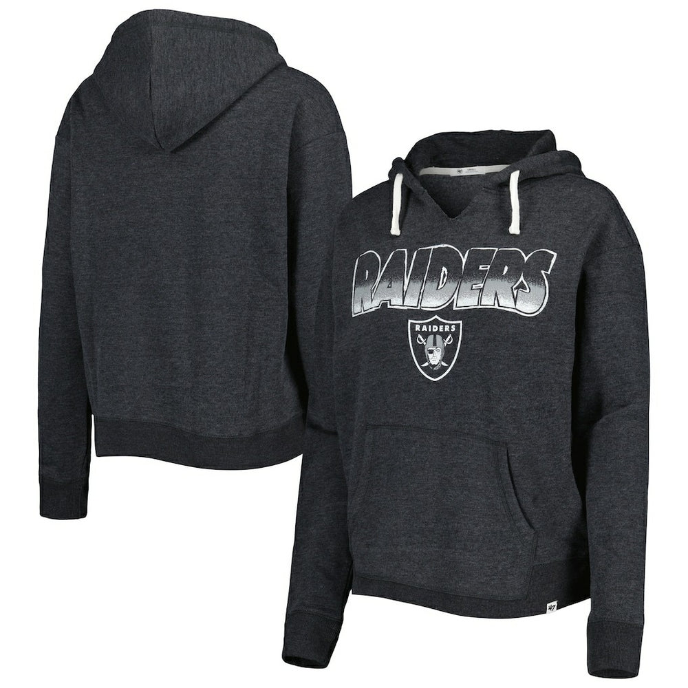 Las Vegas Raiders '47 Women's Color Rise Kennedy Notch Neck Pullover Hoodie - Black on sale