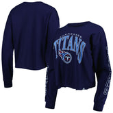 Tennessee Titans '47 Women's Skyler Parkway Cropped Long Sleeve T-Shirt - Navy discount