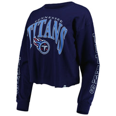 Tennessee Titans '47 Women's Skyler Parkway Cropped Long Sleeve T-Shirt - Navy discount