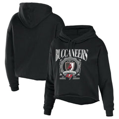 Tampa Bay Buccaneers WEAR by Erin Andrews Women's Cropped Sponge Fleece Pullover Hoodie - Black sale