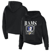 Los Angeles Rams WEAR by Erin Andrews Women's Cropped Sponge Fleece Pullover Hoodie - Black cheap