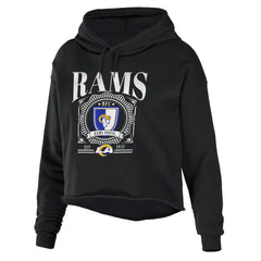 Los Angeles Rams WEAR by Erin Andrews Women's Cropped Sponge Fleece Pullover Hoodie - Black cheap