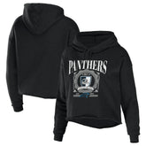 Carolina Panthers WEAR by Erin Andrews Women's Cropped Sponge Fleece Pullover Hoodie - Black sale