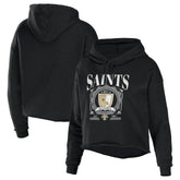 New Orleans Saints WEAR by Erin Andrews Women's Cropped Sponge Fleece Pullover Hoodie - Black outlet