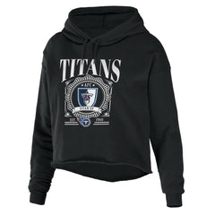 Tennessee Titans WEAR by Erin Andrews Women's Cropped Sponge Fleece Pullover Hoodie - Black cheap