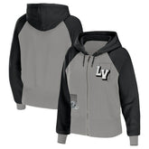 Las Vegas Raiders WEAR by Erin Andrews Women's Colorblock Lightweight Full-Zip Hoodie - Silver on sale
