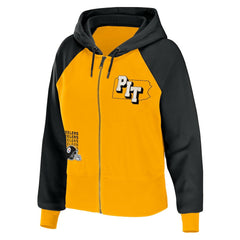 Pittsburgh Steelers WEAR by Erin Andrews Women's Colorblock Lightweight Full-Zip Hoodie - Gold online