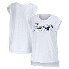 Carolina Panthers WEAR by Erin Andrews Women's Greetings From Muscle T-Shirt - White online