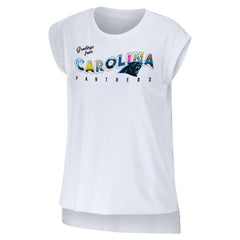 Carolina Panthers WEAR by Erin Andrews Women's Greetings From Muscle T-Shirt - White online