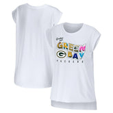 Green Bay Packers WEAR by Erin Andrews Women's Greetings From Muscle T-Shirt - White outlet