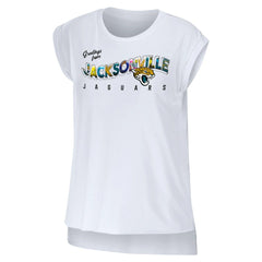 Jacksonville Jaguars WEAR by Erin Andrews Women's Greetings From Muscle T-Shirt - White outlet