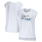 Los Angeles Chargers WEAR by Erin Andrews Women's Greetings From Muscle T-Shirt - White sale
