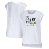 Las Vegas Raiders WEAR by Erin Andrews Women's Greetings From Muscle T-Shirt - White for sale