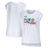 New Orleans Saints WEAR by Erin Andrews Women's Greetings From Muscle T-Shirt - White cheap