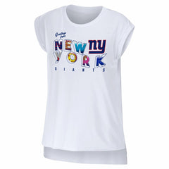 New York Giants WEAR by Erin Andrews Women's Greetings From Muscle T-Shirt - White sale