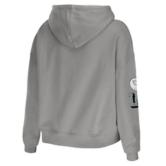 Las Vegas Raiders WEAR by Erin Andrews Women's Modest Cropped Pullover Hoodie - Gray on sale