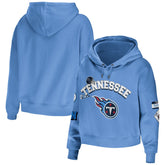 Tennessee Titans WEAR by Erin Andrews Women's Modest Cropped Pullover Hoodie - Light Blue for sale