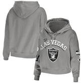 Las Vegas Raiders WEAR by Erin Andrews Women's Plus Size Modest Cropped Pullover Hoodie - Gray on sale