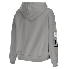 Las Vegas Raiders WEAR by Erin Andrews Women's Plus Size Modest Cropped Pullover Hoodie - Gray on sale