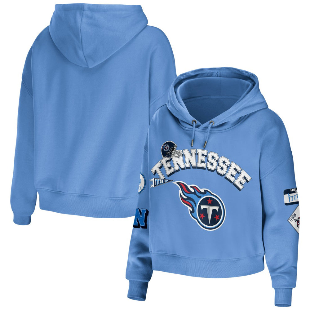 Tennessee Titans WEAR by Erin Andrews Women's Plus Size Modest Cropped Pullover Hoodie - Light Blue outlet