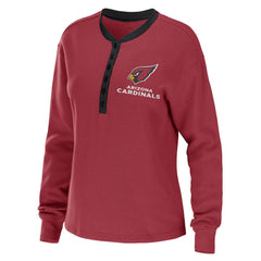 Arizona Cardinals WEAR by Erin Andrews Women's Waffle Henley Long Sleeve T-Shirt - Cardinal cheap