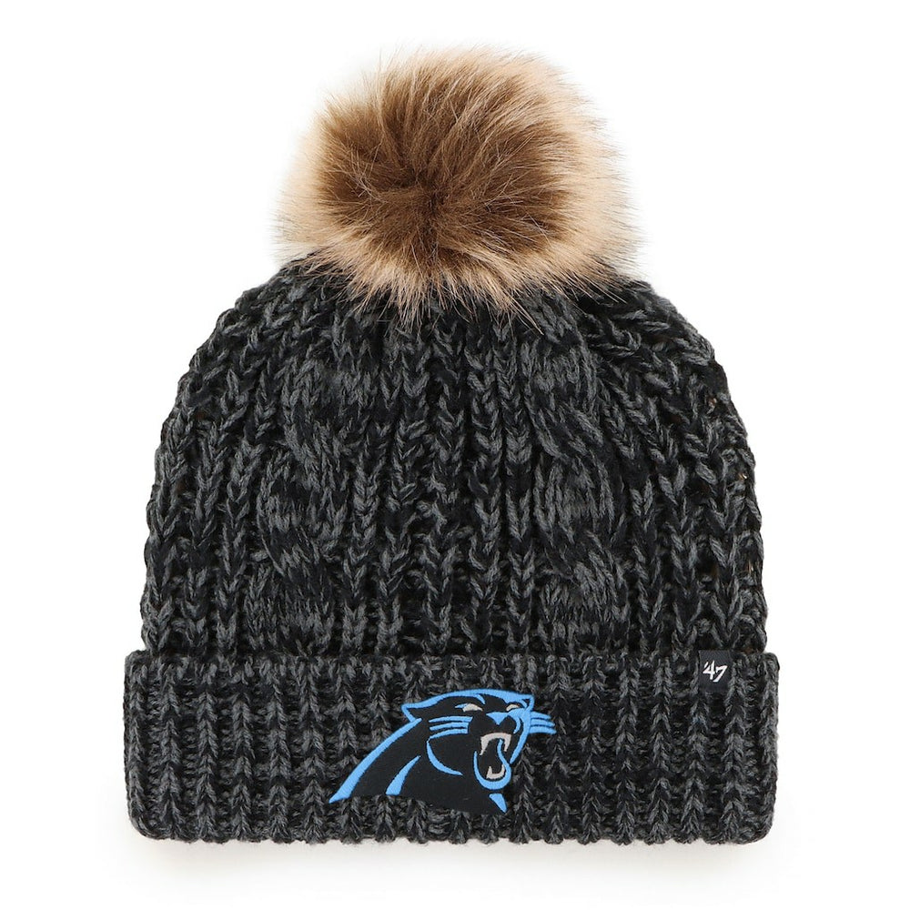 Carolina Panthers '47 Women's Meeko Cuffed Knit Hat with Pom - Black for sale