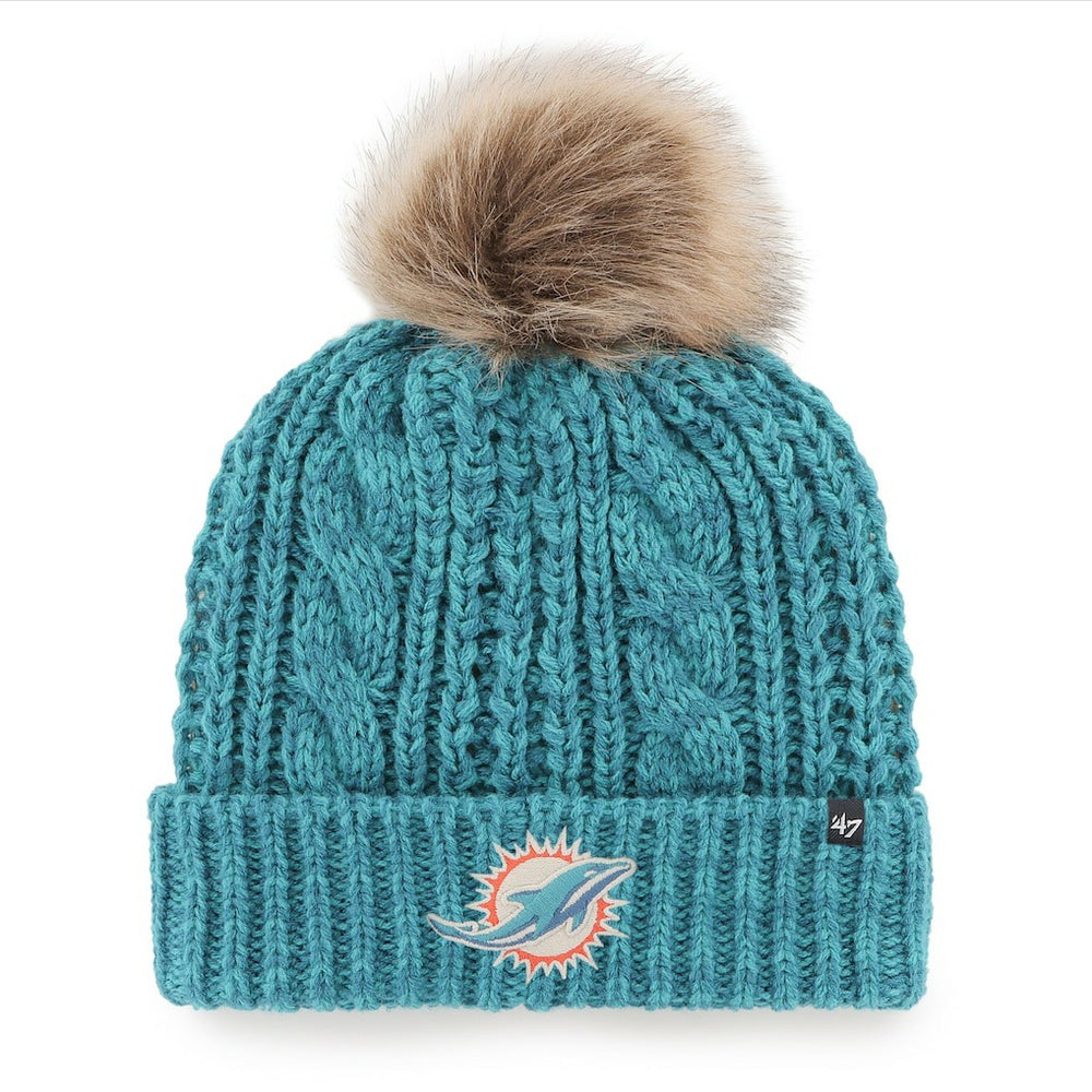 Miami Dolphins '47 Women's Meeko Cuffed Knit Hat with Pom - Aqua discount