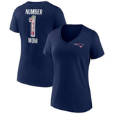 New England Patriots Women's Plus Size Mother's Day #1 Mom V-Neck T-Shirt - Navy on sale