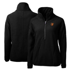 Baltimore Orioles Cutter & Buck Women's Cascade Eco Sherpa Fleece Quarter-Zip Pullover Jacket Black