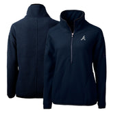 Atlanta Braves Cutter & Buck Women's Cascade Eco Sherpa Fleece Quarter-Zip Pullover Jacket Navy