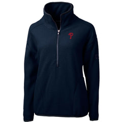 Philadelphia Phillies Cutter & Buck Women's Cascade Eco Sherpa Fleece Quarter-Zip Pullover Jacket Navy
