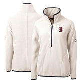 Boston Red Sox Cutter & Buck Women's Cascade Eco Sherpa Fleece Quarter-Zip Pullover Jacket White/Navy