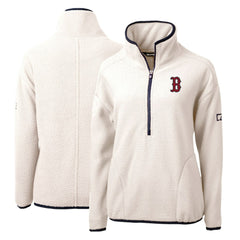 Boston Red Sox Cutter & Buck Women's Cascade Eco Sherpa Fleece Quarter-Zip Pullover Jacket White/Navy