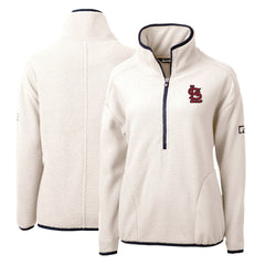 St. Louis Cardinals Cutter & Buck Women's Cascade Eco Sherpa Fleece Quarter-Zip Pullover Jacket White/Navy