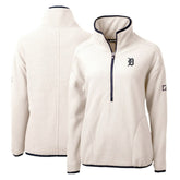 Detroit Tigers Cutter & Buck Women's Cascade Eco Sherpa Fleece Quarter-Zip Pullover Jacket White/Navy