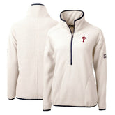 Philadelphia Phillies Cutter & Buck Women's Cascade Eco Sherpa Fleece Quarter-Zip Pullover Jacket White/Navy