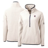 Chicago Cubs Cutter & Buck Women's Cascade Eco Sherpa Fleece Quarter-Zip Pullover Jacket White/Navy