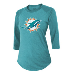 Tyreek Hill Miami Dolphins Majestic Threads Women's Name & Number Raglan 3/4 Sleeve T-Shirt - Aqua discount