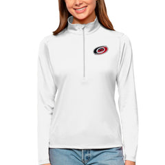 Carolina Hurricanes Antigua Women's Tribute Quarter-Zip Pullover Top - White Pullover