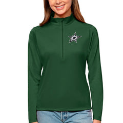 Dallas Stars Antigua Women's Tribute Quarter-Zip Pullover Top - Forest Green Pullover