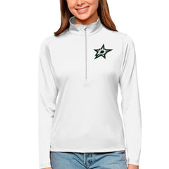 Dallas Stars Antigua Women's Tribute Quarter-Zip Pullover Top - White Pullover