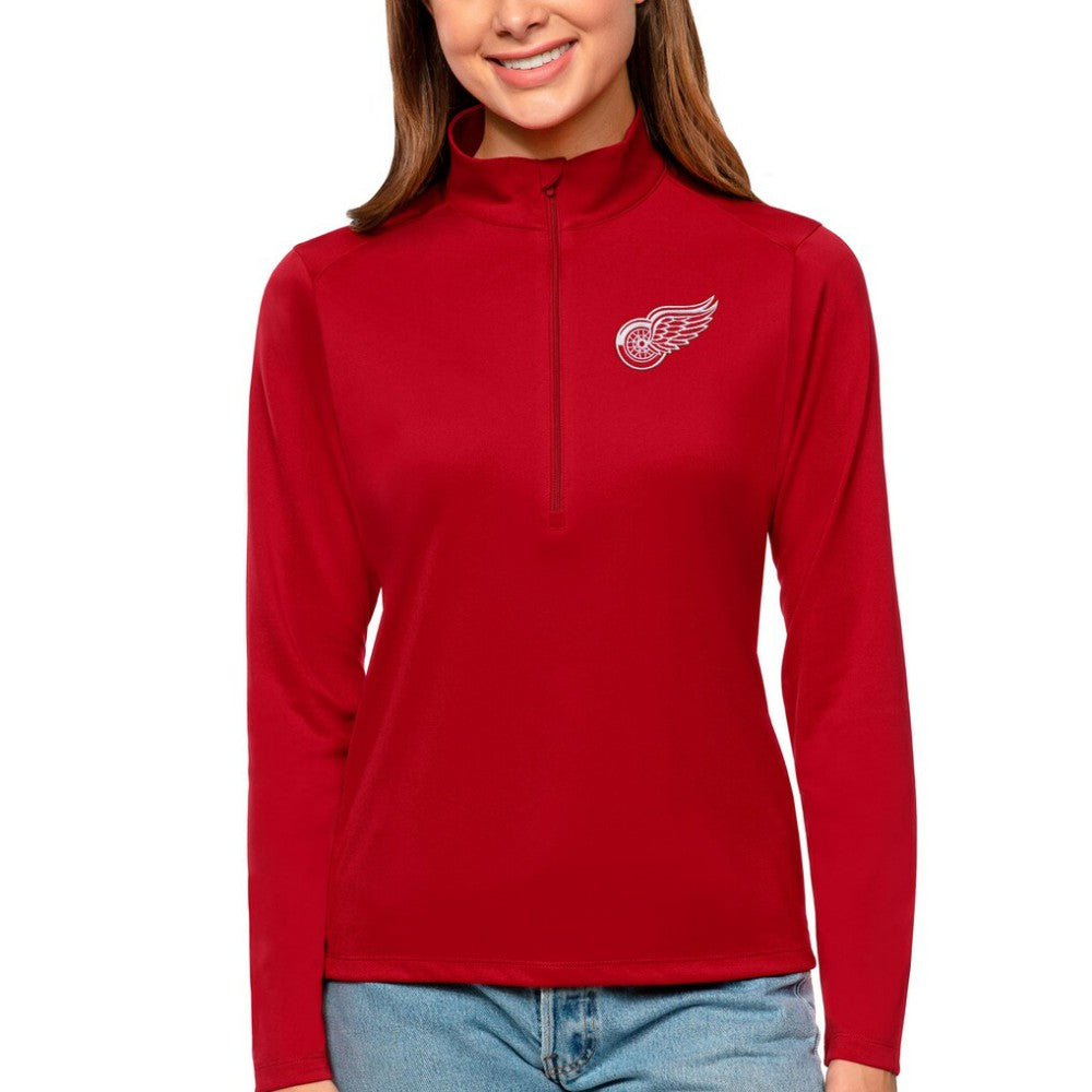 Detroit Red Wings Antigua Women's Tribute Quarter-Zip Pullover Top - Red Pullover