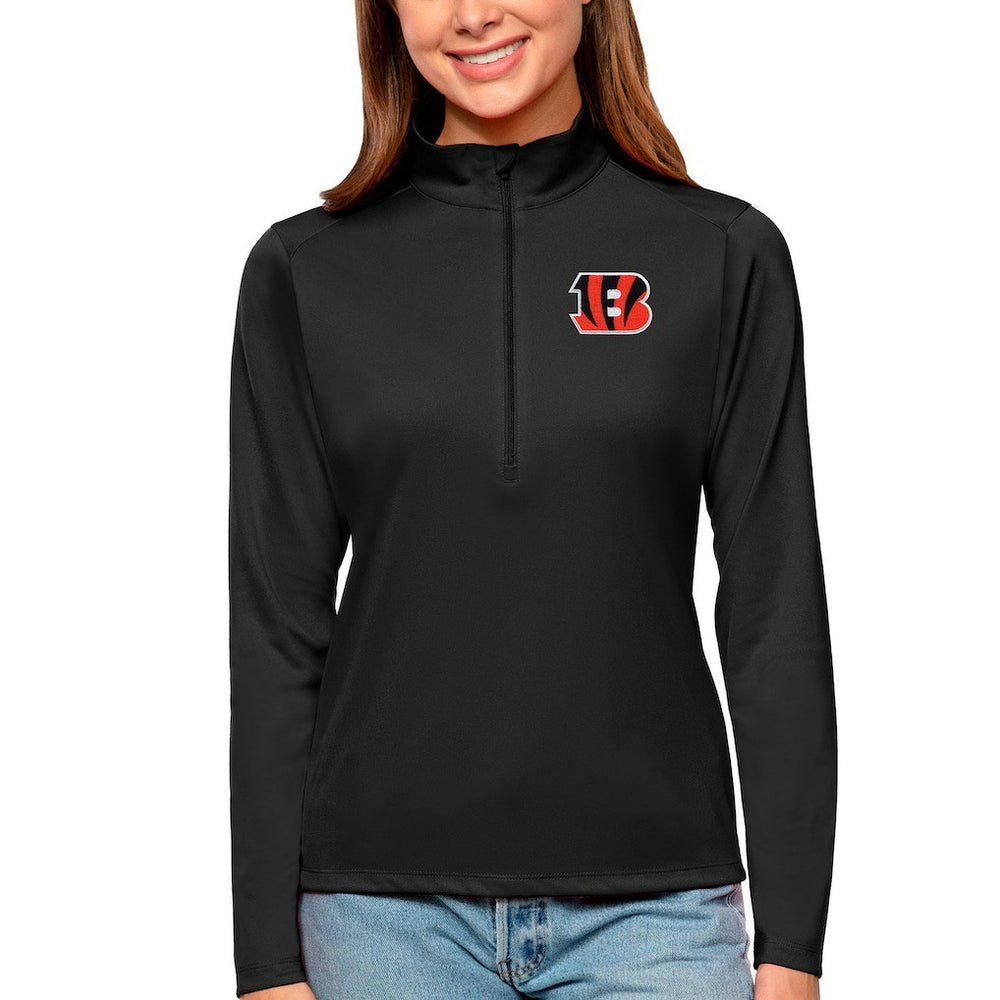 Cincinnati Bengals Antigua Women's Tribute Half-Zip Top - Black for sale